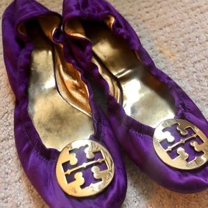 Tory Burch Purple Satin Flats - Size 8